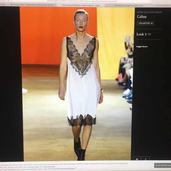 New Céline silk twill lace incrusted slip dress - Picture 7 of 7